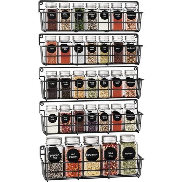 5 Pack Spice Rack Seasoning Organizer Wall Mount, Hanging Spice Organizer Shelf - Picture 1 of 7